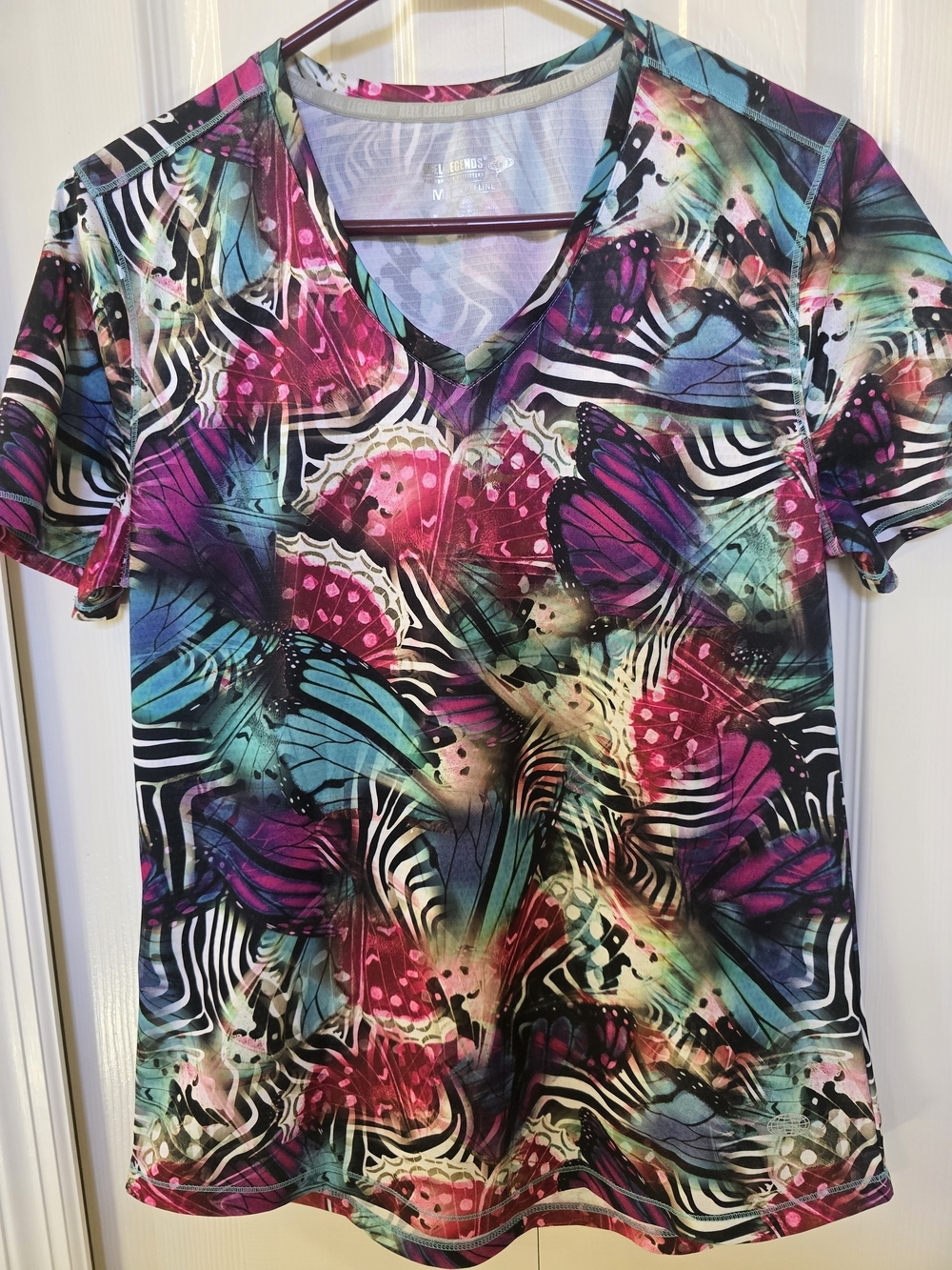 Reel Legends Multi-Color Butterfly & Abstract V-Neck Tee